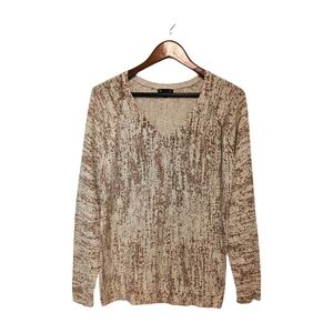 GAP Women's L Brown Tan V-Neck Pullover Lightweight Sweater